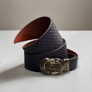 Brutalist Belt Buckle Colin Wilking Snake Asymmetrical Purple Dragon Vintage 70s